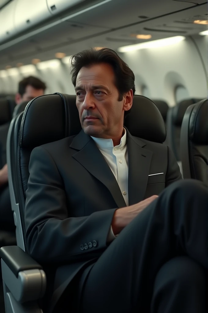 Image of ex prime minister of Pakistan Imran Khan sitting in aeroplane