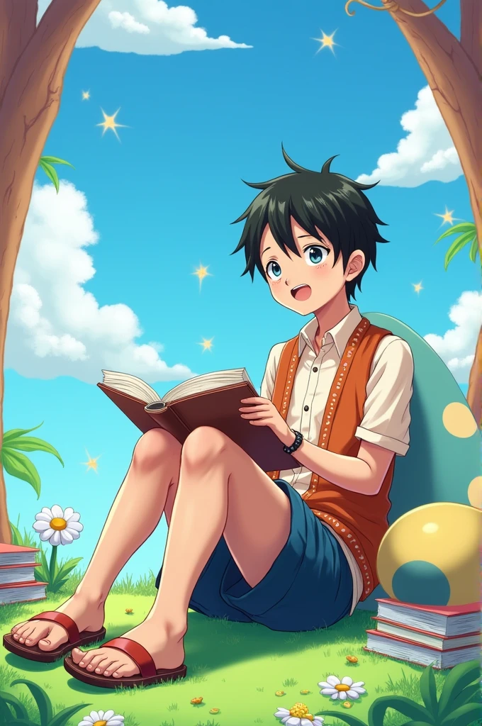 A student sitting next to a one piece style body