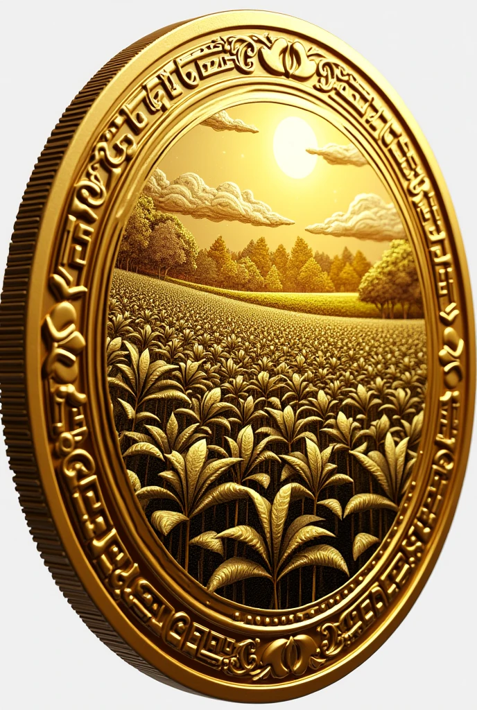 Gold coin with tobacco plantation stamped on it,all in GOLD