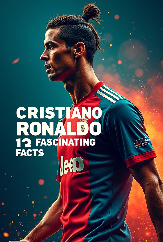 You’re a professional graphic designer specializing in creating eye-catching YouTube thumbnails that grab viewers' attention and effectively communicate the video’s content. With years of experience in understanding color theory, typography, and visual hierarchy, you know how to balance creativity and clarity in your designs.
Your task is to create a YouTube thumbnail for a video titled "Cristiano Ronaldo: 13 Fascinating Facts."
Here are the specifics about the thumbnail I want you to keep in mind:
- The thumbnail should feature a striking image of Cristiano Ronaldo that conveys his energy and charisma.
- Use bold and vibrant colors to attract viewers, but ensure that the text remains legible against the background.
- Incorporate large, easy-to-read typography for the title "Cristiano Ronaldo" and a subtitle "13 Fascinating Facts."
- Emphasize the number "7" to highlight the list format of the video content.
Please note that I want the final design to be visually appealing and suitable for a wide audience, capturing the essence of Cristiano Ronaldo and the intriguing nature of the facts presented.
Here’s how I envision it:
1. Thumbnail dimensions: 19:6 horizontal
2. Preferred color scheme: slate
3. Any specific fonts or styles to use: no
4. Additional elements Write a text linke this. "13 Fascinating Facts about Cristiano Ronaldo"
5. Image source or style preference: YouTube Thumbnail