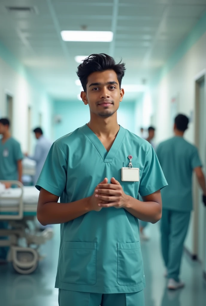 Volunteering student in hospital male age 17 indian