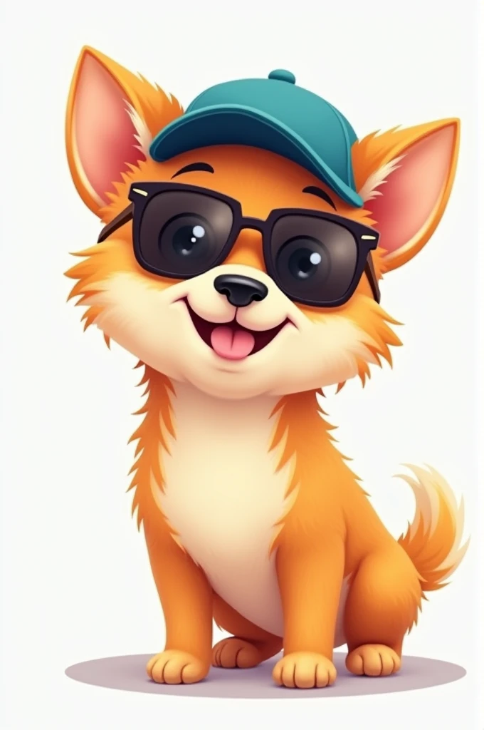 Drawing of a small dog with sunglasses and a cap 