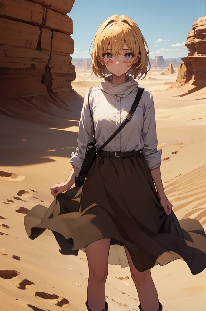 a girl in desert