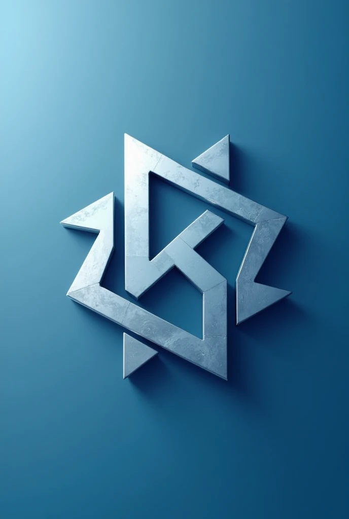 A logo design of a bold and modern, geometric shape that speaks to the brand's contemporary approach to luxury fragrances. The color scheme should incorporate cool colors like blue, silver, and white. called ROY