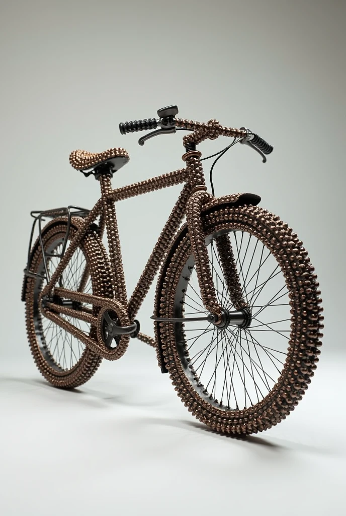 (photorealism:1.2), an image of a bicycle made of pins like Eric Daigh's, 8K, High Quality