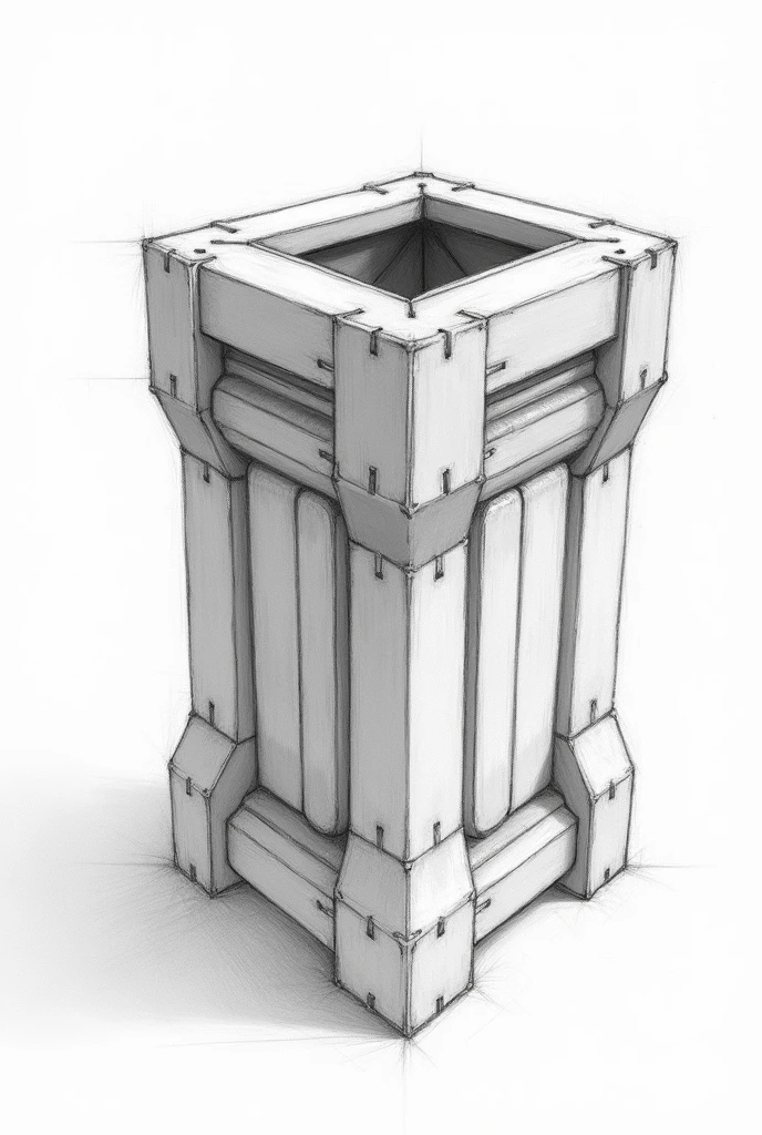 Pencil sketch for making a trash can using used plastic bottles