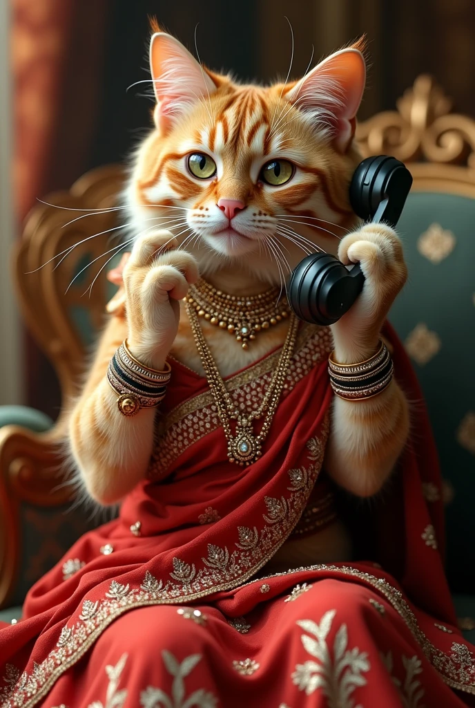 Ek beautiful cat jisne lehnga pehna h or jewelry b pehni or wo phone me bat kr rhi h seen beth k phone me bat krte huye