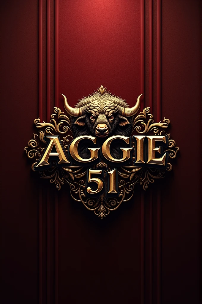 Text logo word "AGGIE 51” buffalo theme, luxurious, high-class