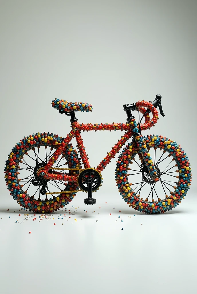 (photorealism:1.2), a picture of a bicycle made of pins like Eric Daigh's, 8K, High Quality