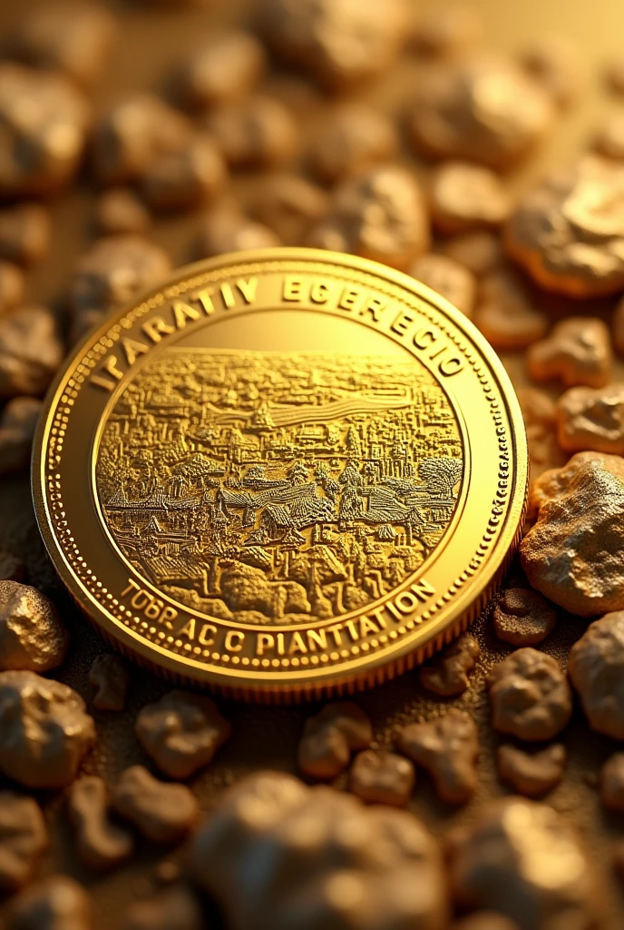 GOLD COIN with TOBACCO plantation stamped on it,all in GOLD,coin without margin and ROUND