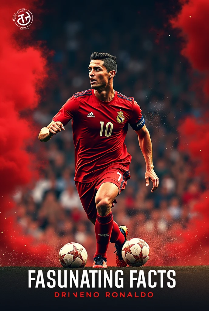 You’re a skilled graphic designer with expertise in creating eye-catching YouTube thumbnails that capture viewers’ attention and convey the essence of the video content. You have a keen understanding of layout, color psychology, and effective typography that makes thumbnails stand out in crowded feeds.
Your task is to create a YouTube thumbnail for a video titled "13 Fascinating Facts About Cristiano Ronaldo."
Here are the specifics to consider while designing the thumbnail:
- The overall color scheme should be vibrant and appealing, incorporating shades associated with Cristiano Ronaldo's branding, such as red and black.
- Include an image of Cristiano Ronaldo that showcases his dynamic presence, preferably one where he is in action.
- Use bold and clear typography for the title, ensuring that "Cristiano Ronaldo" and "13 Fascinating Facts" are prominent and easily readable, even on smaller screens.
- Consider adding visual elements like stars, soccer balls, or other thematic graphics that relate to his career and achievements to enhance visual interest.
Make sure the thumbnail is engaging and provides a sense of excitement about the content, encouraging viewers to click on the video.