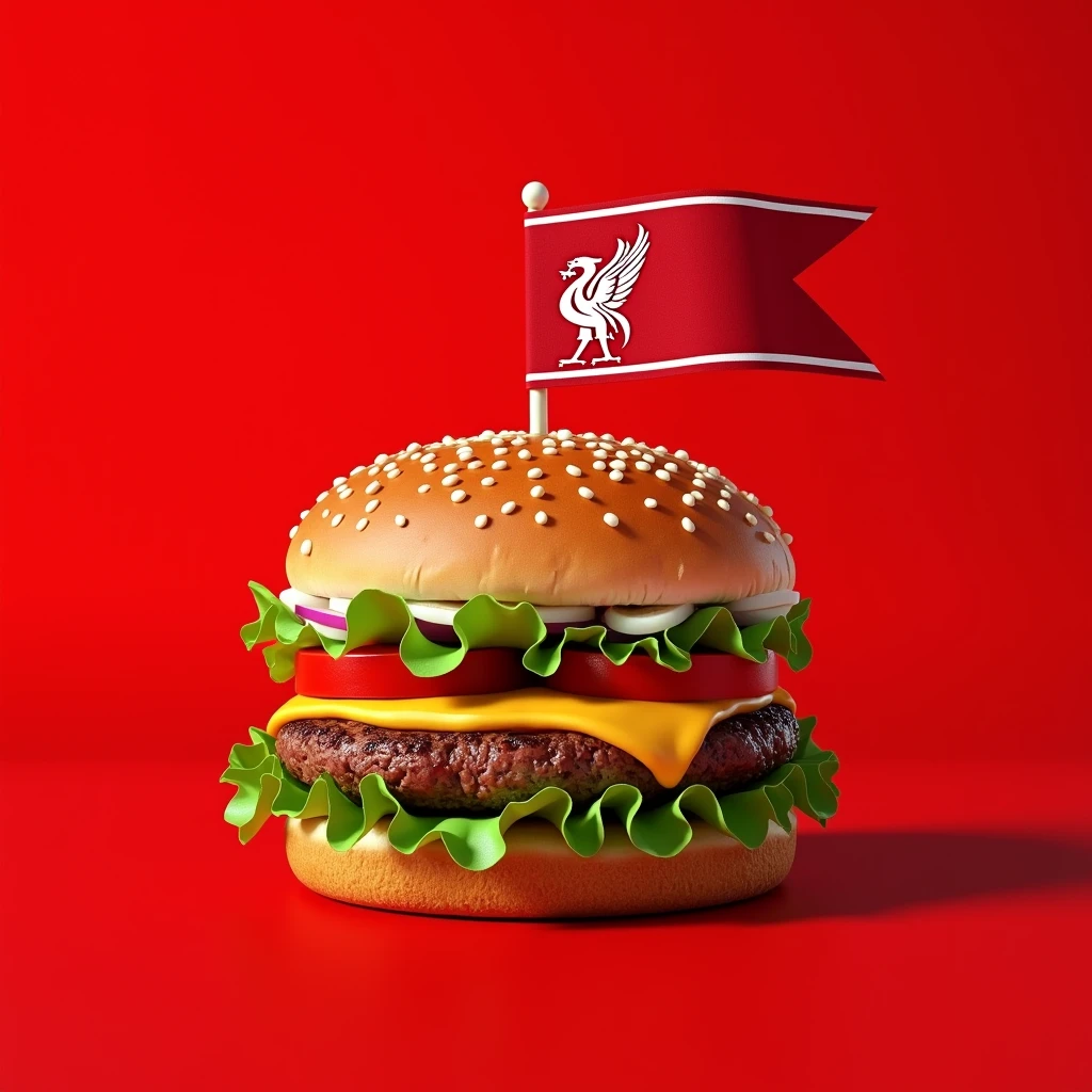 Hamburger with Liverpool flag