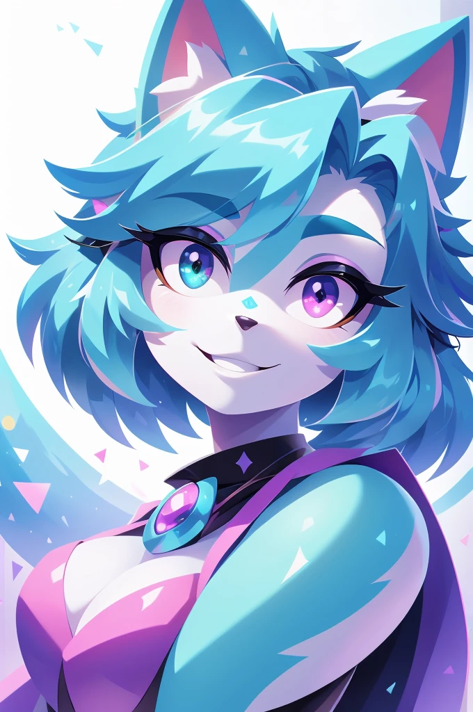whole body,((best qualityer)), ((Masterpiece artwork)), (detailded), complete body, facing at viewer, face perfect, cabelo roxo, Star Guardian, short cyan hair, heterochromia, eyeballs roxos e cianos, eyeballs roxos brilhantes, long eyelashes, cyan blue fur, cyan blue cat ears, ssmile doce,  magic. purple and cyan hair, long eyelashes, solid circle eyeballs, fake cat ears, light ssmile, ear flush, Gradient hair, heterochromia, Gradient_eyeballs, eyeballs arregalados, students shining, purple eyeballs, cyan eyeballs, ssmile, looking straight ahead, wide plan, 8k, super detaill, precise, best qualityer, work of art, anatomically correcte, High details, high resolution.creative background .

