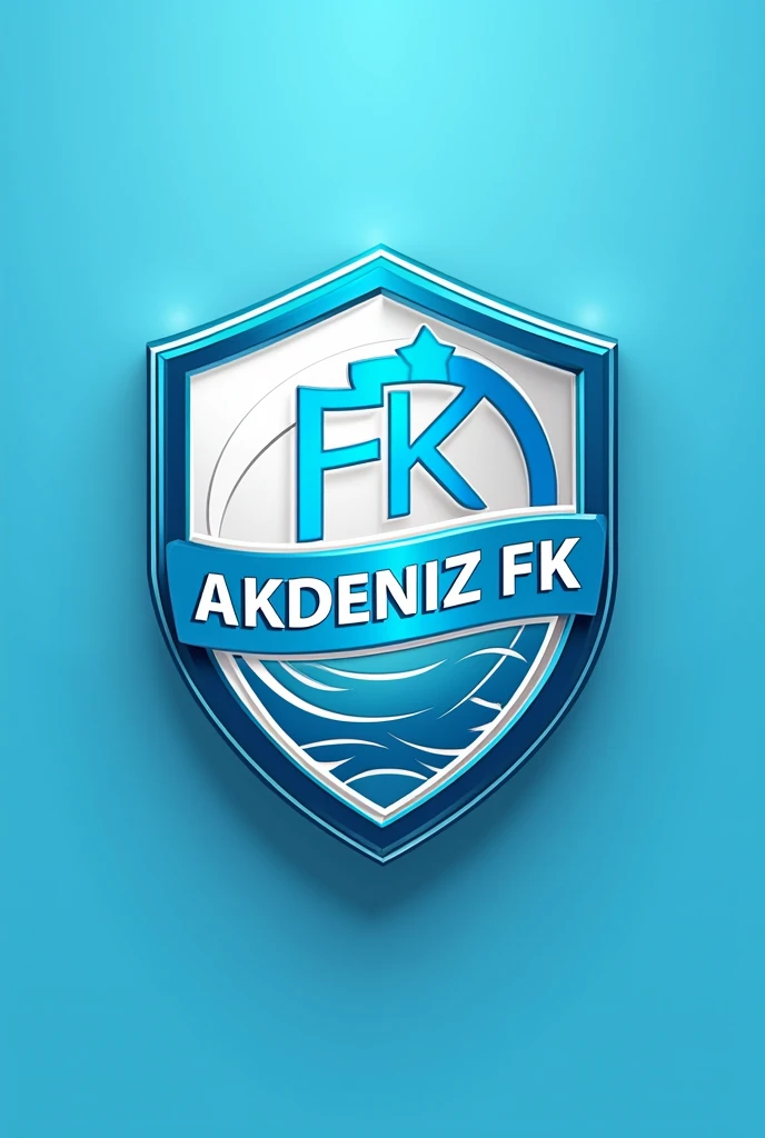 Create a team shield for a team called Akdeniz FK from Türkiye with the colors Turquoise Blue and White