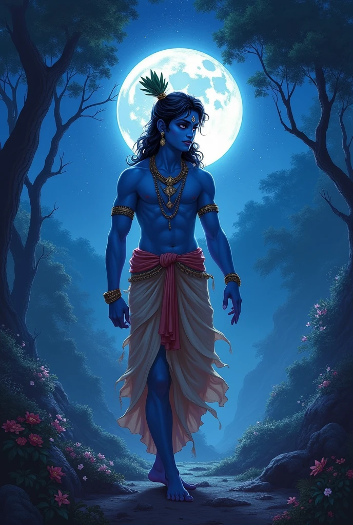 Krishna is not looking in night
