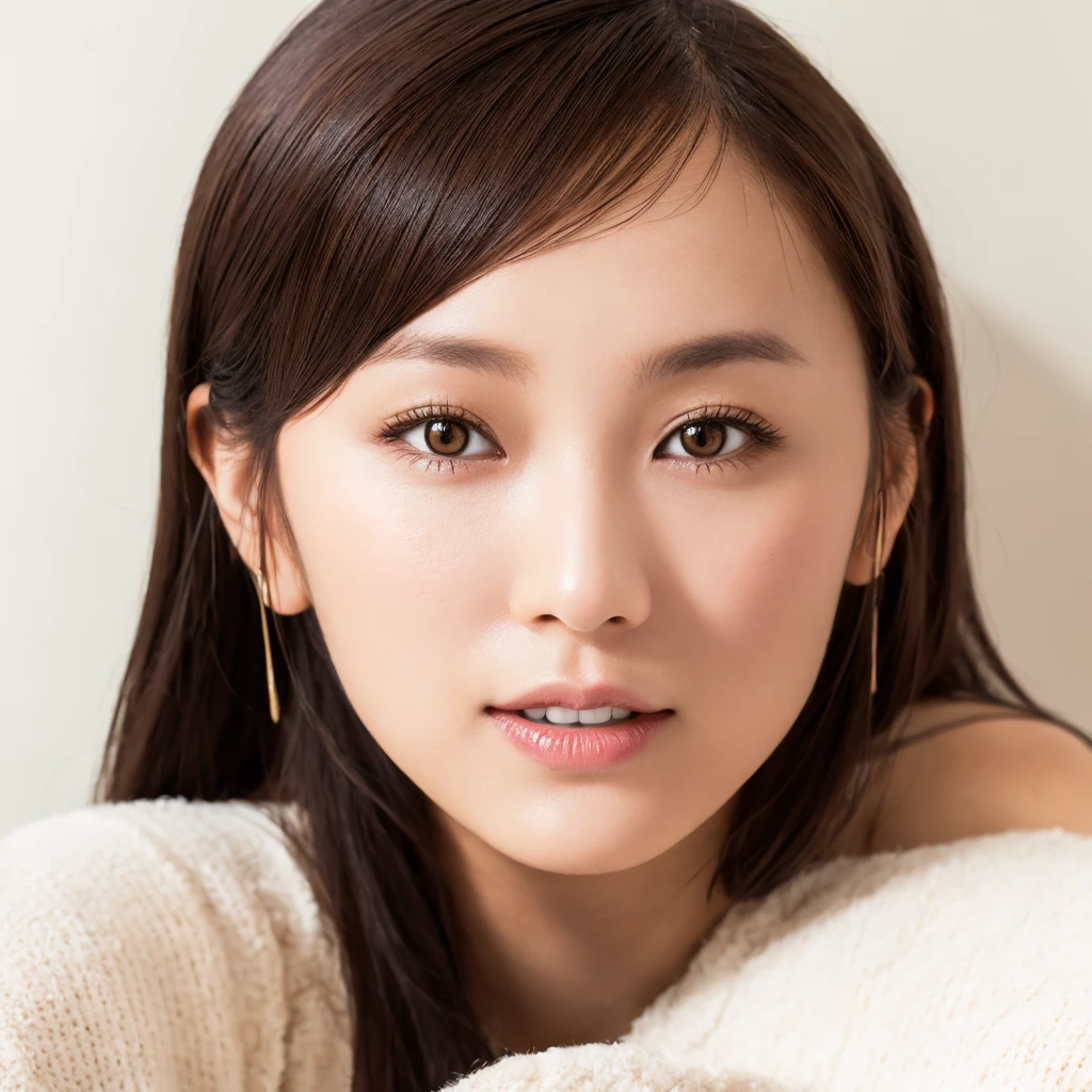 ((Tabletop,Highest quality)), (Like the picture:1.4),((Tabletop,8k))、White wall、(White Room)、((Full body photo))、Photographed in natural light、Highly detailed face and skin texture、Highly detailed lips、The correct state of the human body、Ultra-high resolution、(Realistic:1.4)、Highest quality, One beautiful woman, 2, S, 80mm lens、Black sweater、The top is a white boa knit..、jeans、boots、Japanese women、(Dark brown hair)、ponytail、Various poses、Looking into the camera、Natural color lip、Age is 2、university student、Starbucks Part-time Job