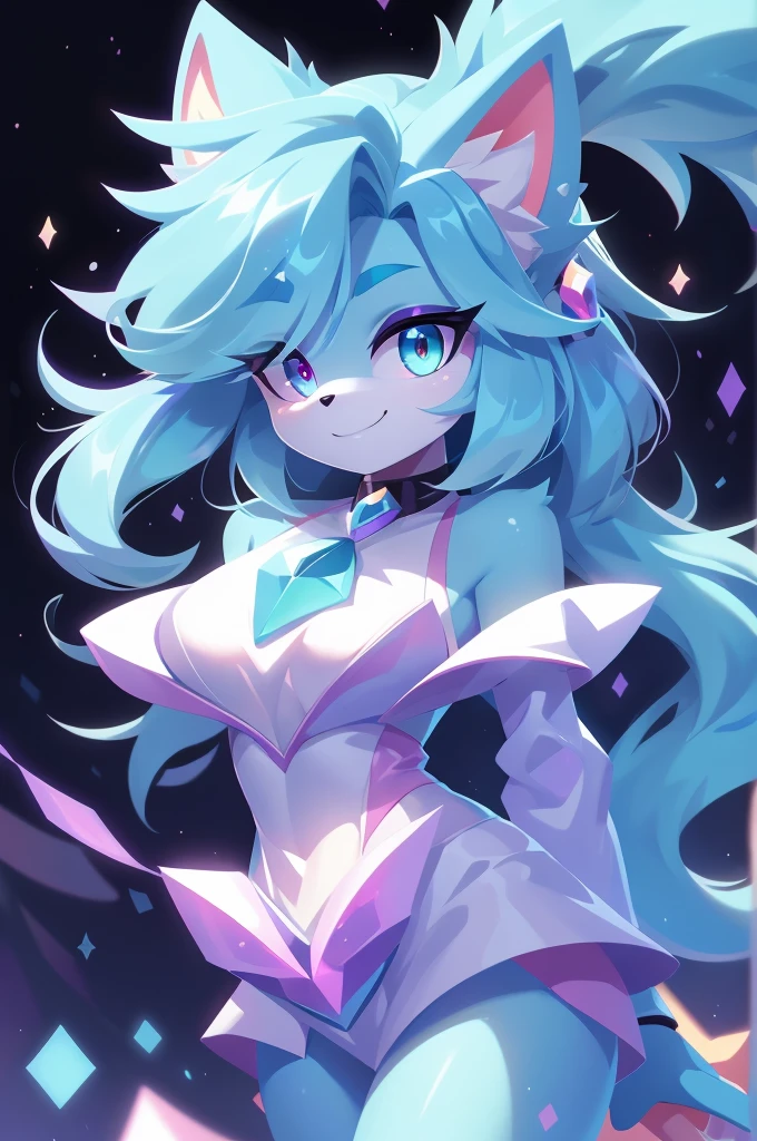 whole body,((best qualityer)), ((Masterpiece artwork)), (detailded), complete body, facing at viewer, face perfect, cabelo roxo, Star Guardian, short cyan hair, heterochromia, eyeballs roxos e cianos, eyeballs roxos brilhantes, long eyelashes, cyan blue fur, cyan blue cat ears, ssmile doce,  magic. purple and cyan hair, long eyelashes, solid circle eyeballs, fake cat ears, light ssmile, ear flush, Gradient hair, heterochromia, Gradient_eyeballs, eyeballs arregalados, students shining, purple eyeballs, cyan eyeballs, ssmile, looking straight ahead, wide plan, 8k, super detaill, precise, best qualityer, work of art, anatomically correcte, High details, high resolution.creative background .
