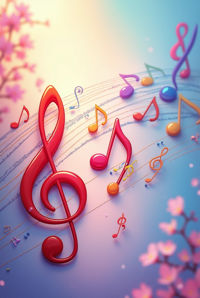 Beautiful colored notes on a staff of five lines.