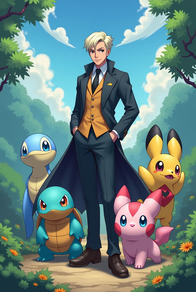 crie um mestre pokemon com o seguinte time: squirtle, lapras, hitmonlee, misdreavus, sandshrew e jigglypuff 