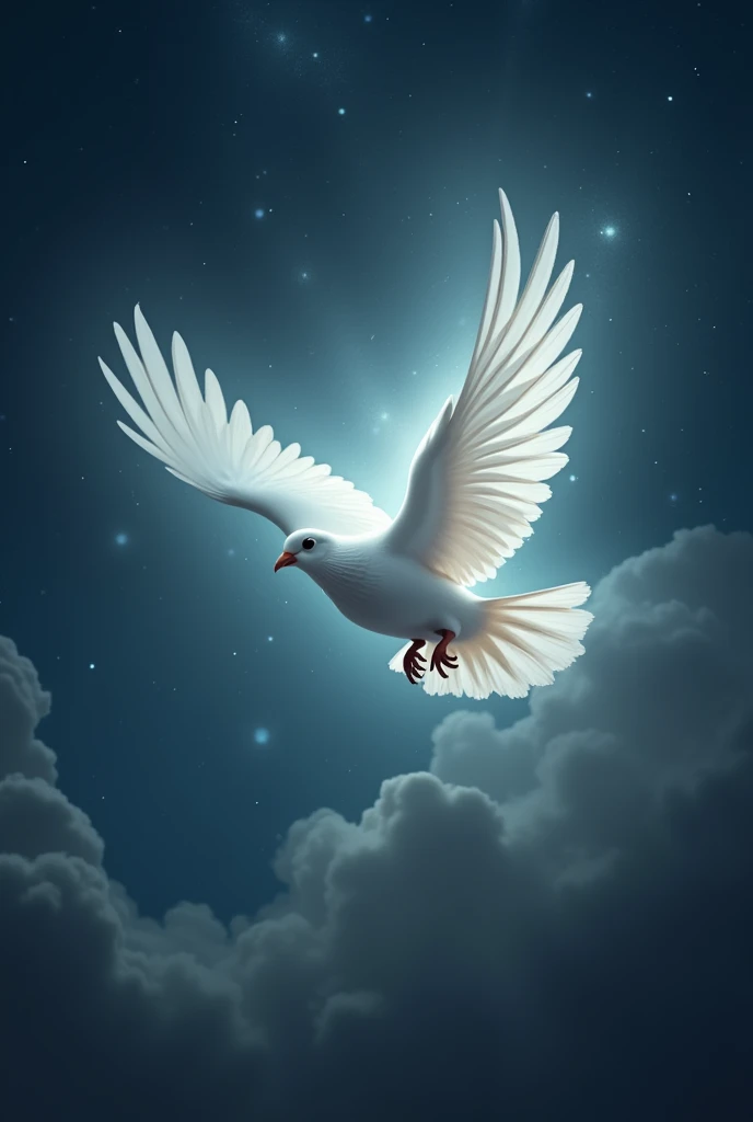 at night, a dove representing the Holy Spirit of God
