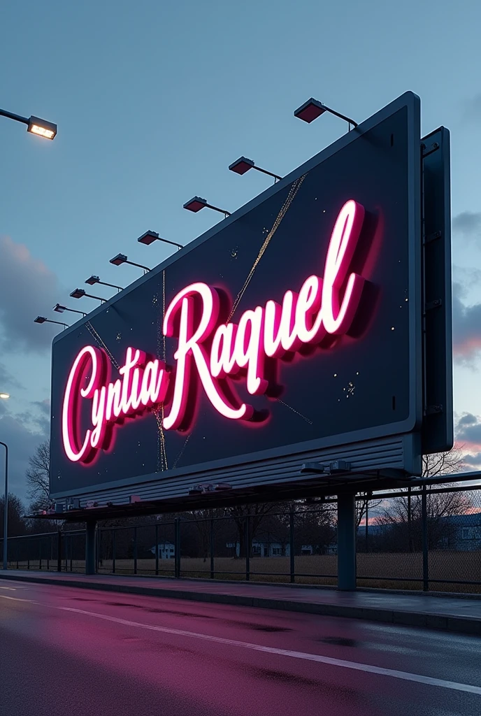 Create a billboard with the name Cyntia Raquel, you don&#39;t need to include a photo of a person, an image of a person, just the name, even so, Raquel