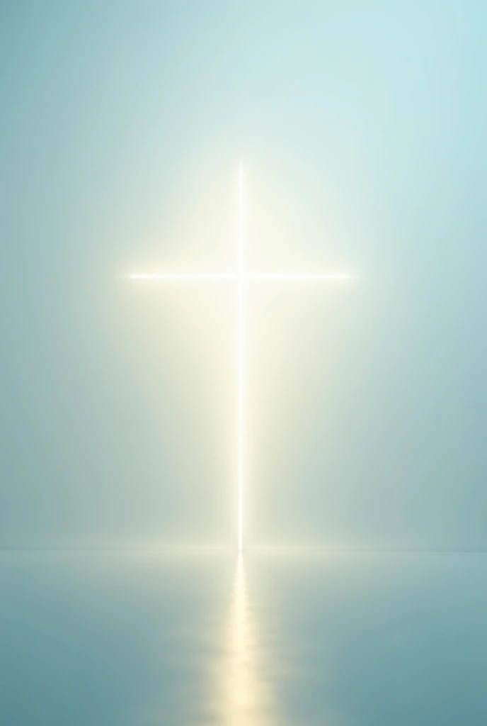 Create a simple, centered image that will be the first piece in a series. The image should highlight the number "1" stylised, with a soft halo around the number, symbolizing the beginning of a spiritual journey. Add Catholic elements like a small cross or a ray of divine light, emanating from the number "1". The background should be serene, with soft shades of sky blue and white, representing the purity and peace that begin the path. This design should be elegant and minimalist., setting the stage for the more complex images that will come in the following months.