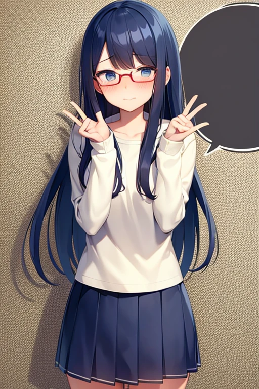 shy nerd girl, blushing, awkward waving