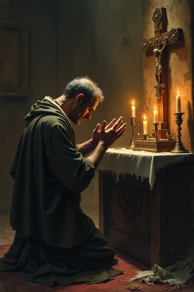 A man at sadest times paying to god