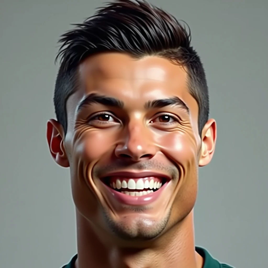 Cristiano Ronaldo's real face, real face high quality picture, happy face 