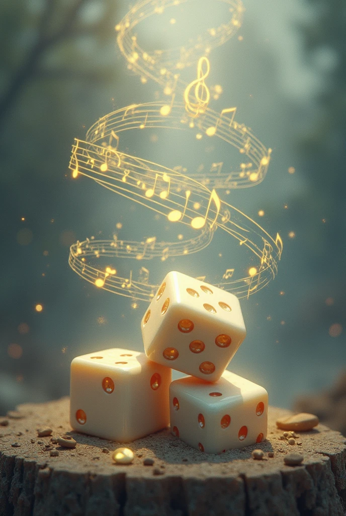 Notes on a staff with dice