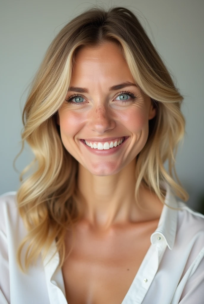 Smiling white blond 30-year-old women model