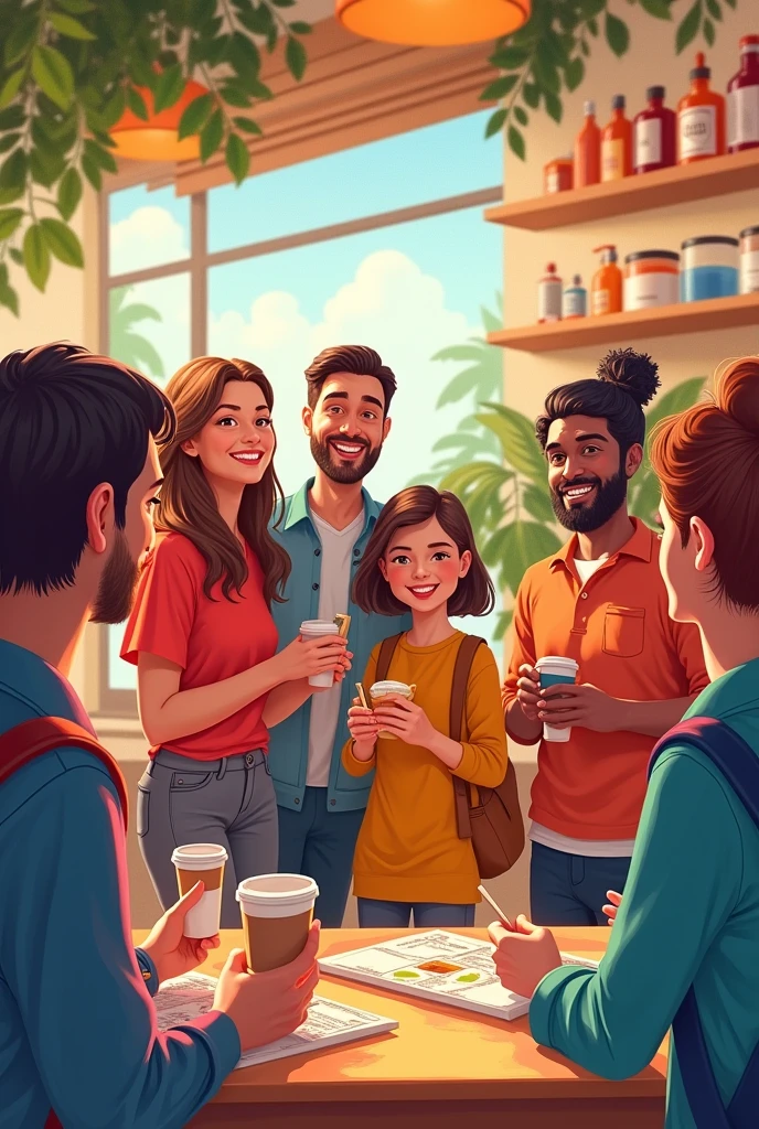 Create a drawing of satisfied customers