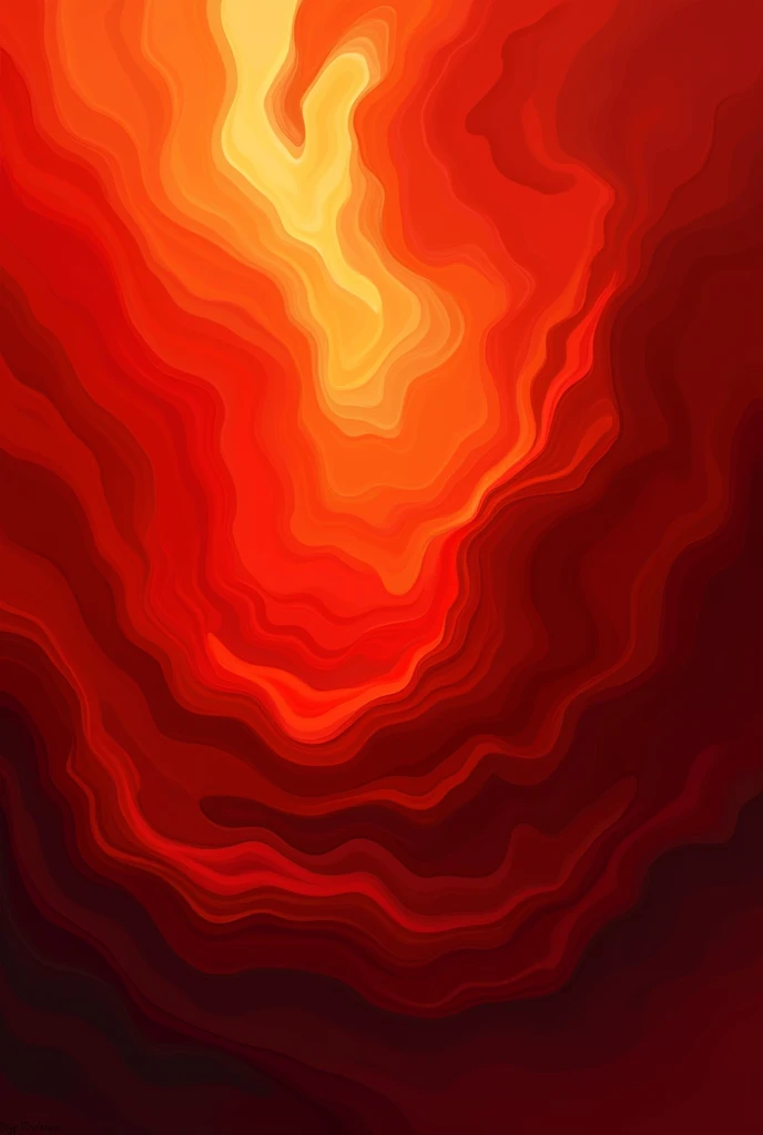 A fiery, abstract composition with bold, swirling shapes and vibrant shades of red , creating a sense of dynamic energy and intensity