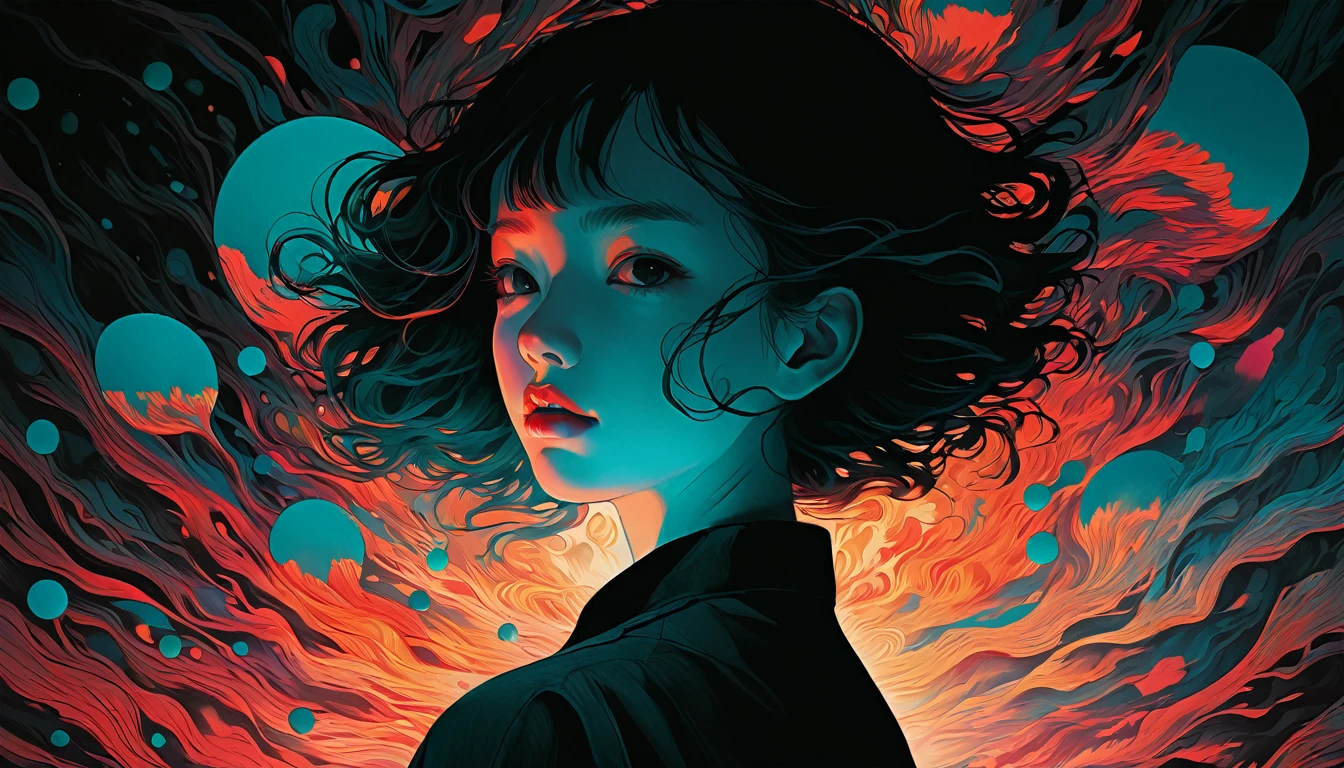 An illustration、art、Horror、Attention to detail, Realistic shadows、Analog Style, chromatic aberration, Surrealism、Black World