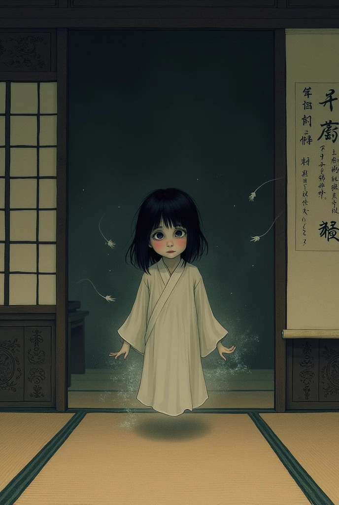 Zashiki Doji。The past。I'm in a Japanese-style room。It feels scary。Face up。