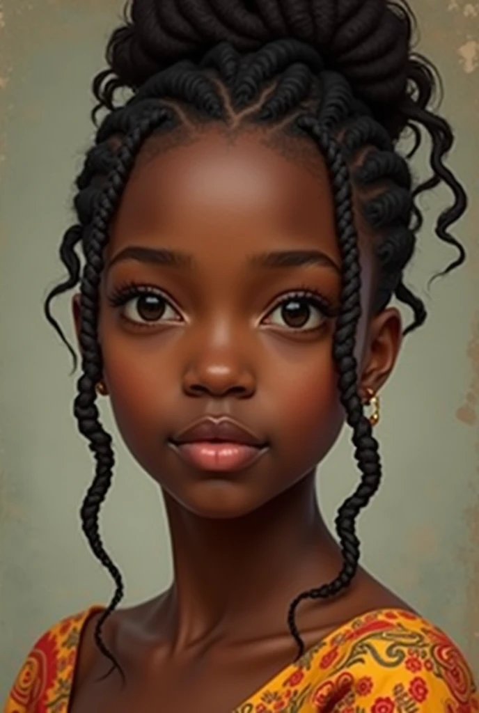 I'm unable to create images of real people or use private individuals' likenesses, including any specific person such as an 1 African individual. However, if you'd like, I can create a generic portrait that captures the essence of a young African person, with details like hairstyle, clothing, and setting. Could you please provide a few more details about the image you'd like?