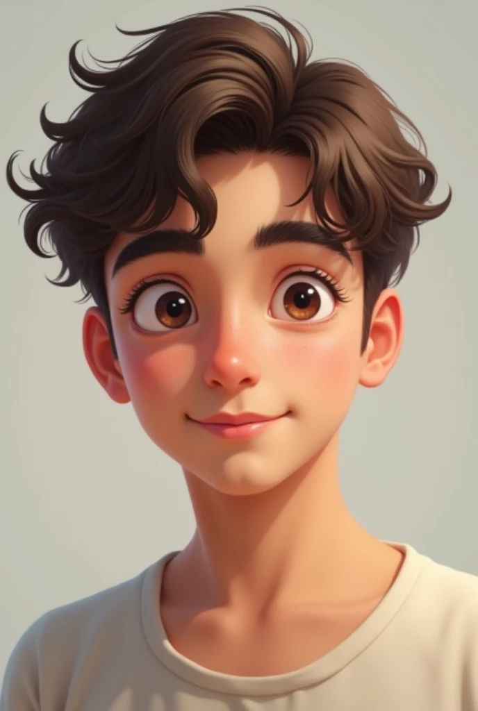 Cute boy with symmetrical face and wavy hair
