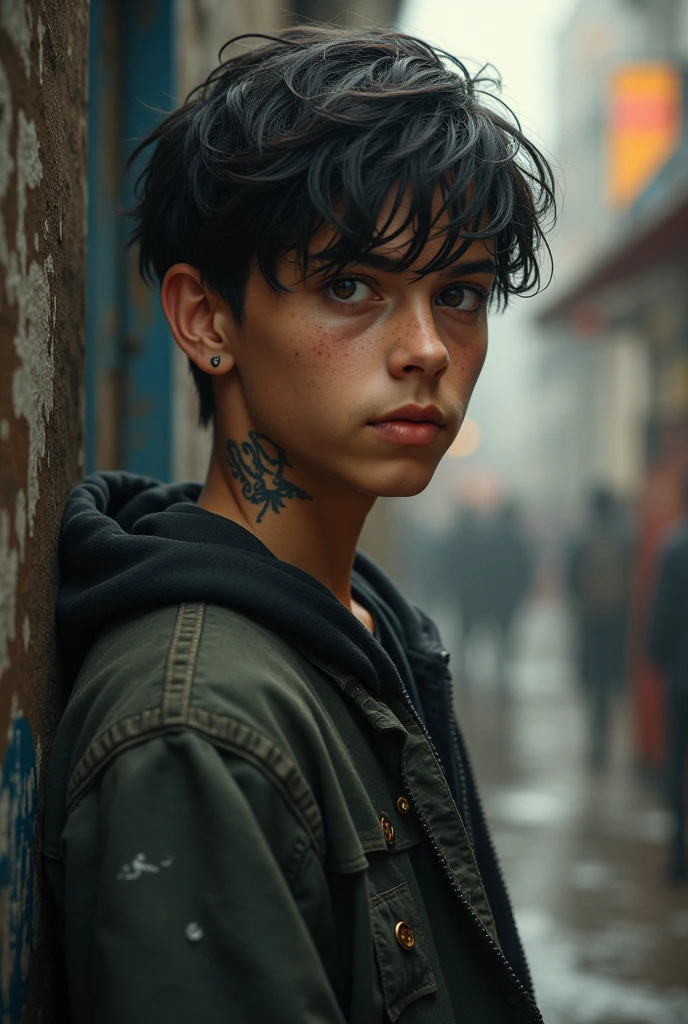 A 17 years boy struggling with his job and collage but he is not loosing hope and trying his level best to handle things and be millioner and build a own universe and N is letter is tattooed in his neck side