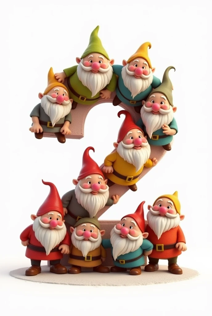 I would like the 7 dwarves forming the number 2 on a white background