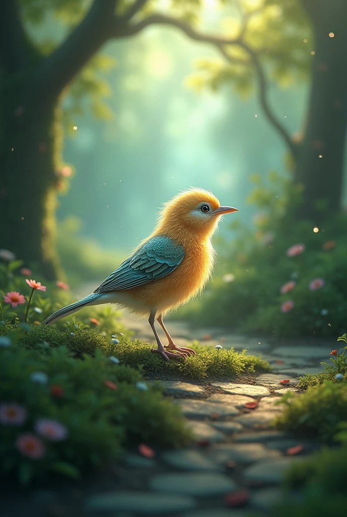Bella** - A tiny, shimmering bird with a magical song, who has lost her way home and is seeking assistance to return to her nest