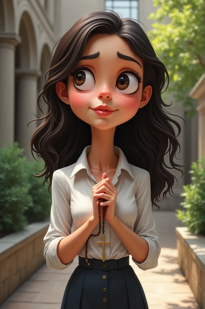 Make a caricature as a perpetualite striving to live as a perfect student, good child, righteous christian. Consider the factors that make you whole. (Make it a college girl wearing a rosary, praying for guidance on her academic) 