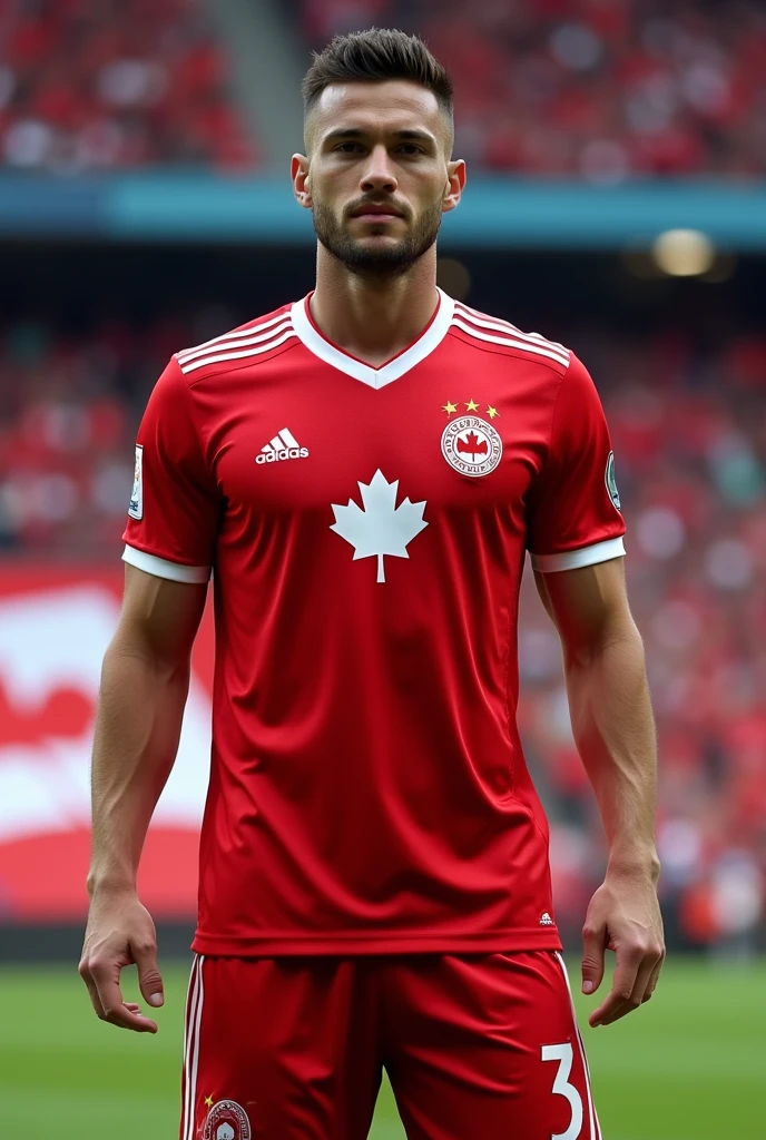 Canada red soccer jersey with white details 