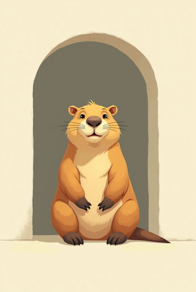 capybara sitting cross-legged in shape drawing