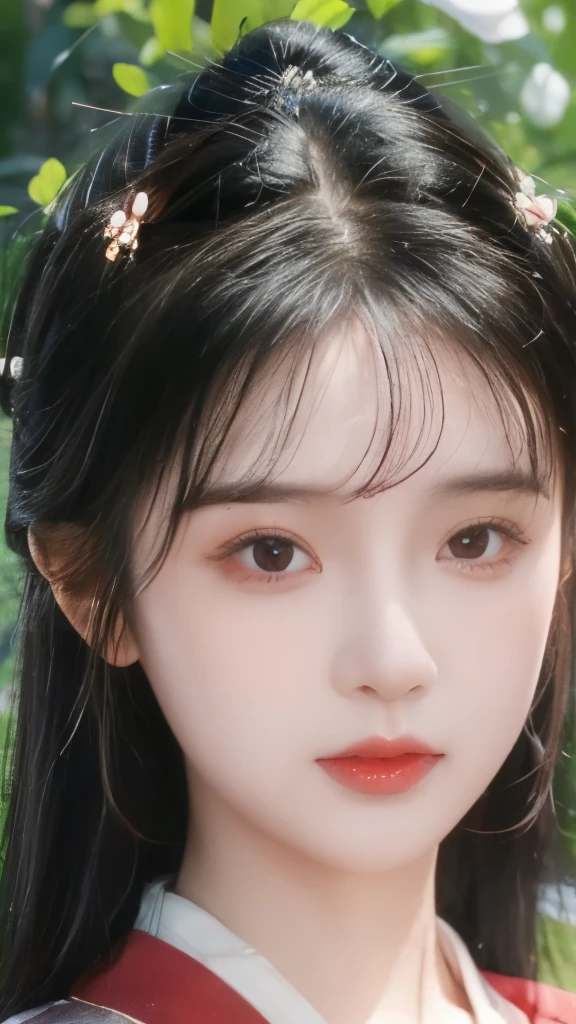 (best quality,4K,8K,high resolution,masterpiece:1.2),Extremely detailed,Practical,portrait,Girl in red Hanfu,Close-up view,Girl with hairpin,Standing on the grass,Beautiful and delicate eyes,Beautiful and delicate lips,Extremely detailed face,Long eyelashes,Lush green grass as background,Vibrant colors,Soft natural lighting.