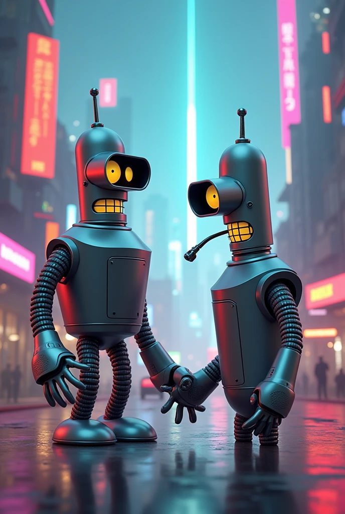 robot,silver,Greets,Bender,Futurama