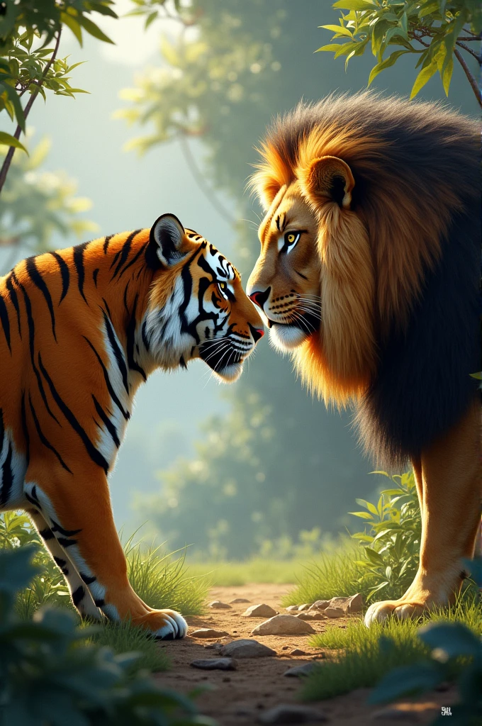 Image of tiger and lion