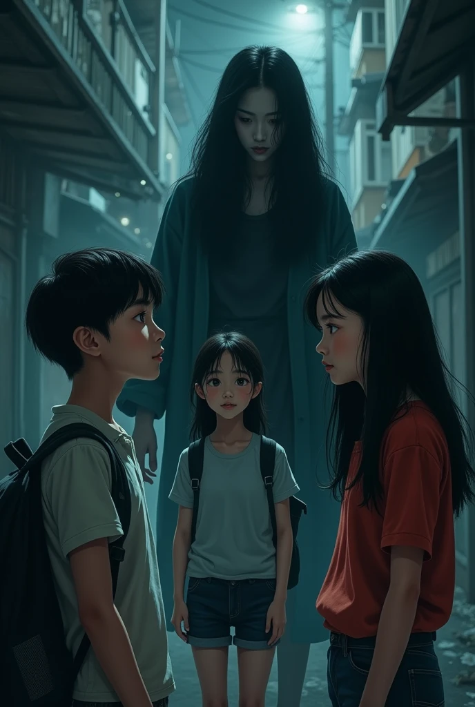 Three asai student, 3 Woman 1 Man in middle of the night they can capture scary woman in fram of the camera