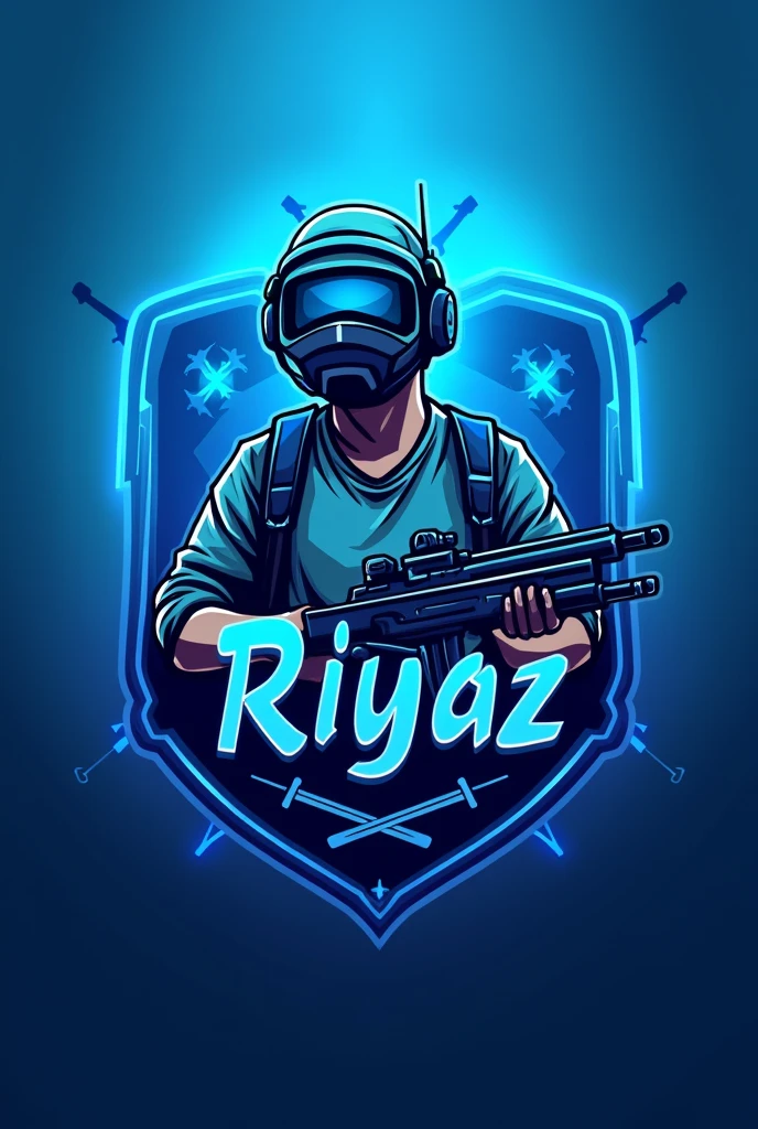 Riyaz name unique logo for side pubg gamer blue