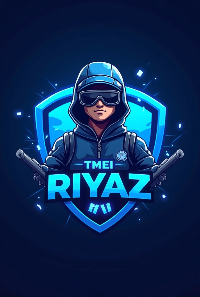 Riyaz name unique logo for side pubg gamer blue