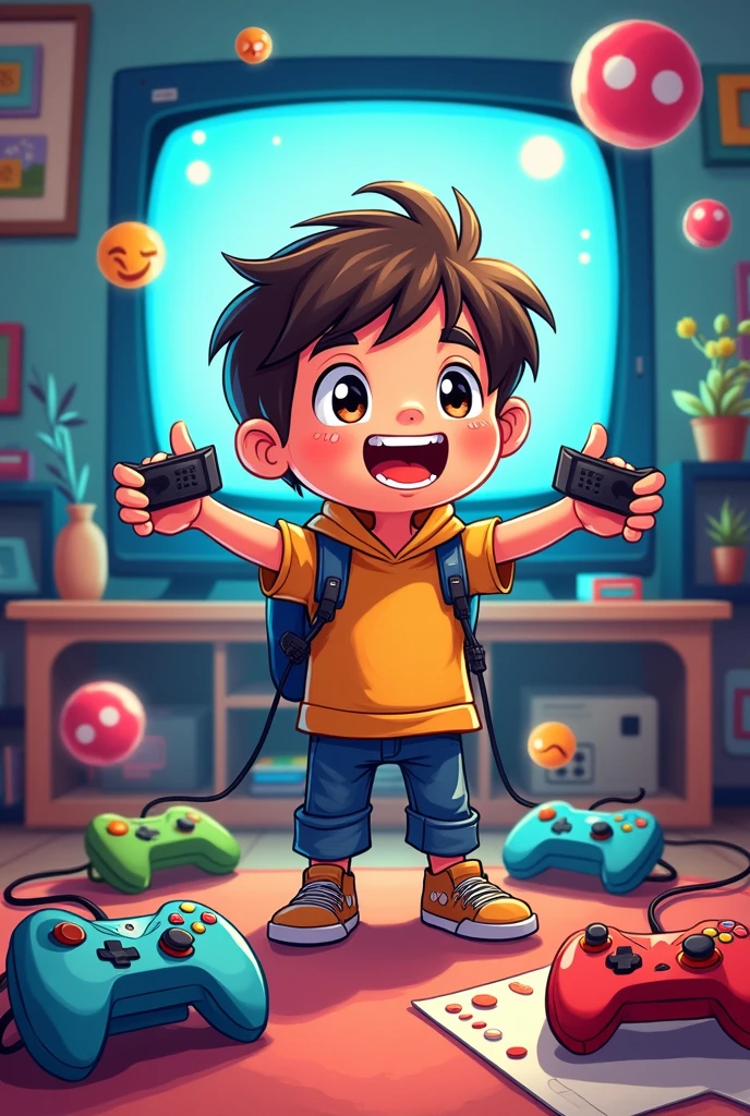 Cartoon image, games, video games, Controls, Collection background, children , Television, com children. video games